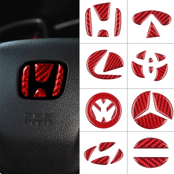 1 ADET Kırmızı Renk Karbon Fiber Desen Araba direksiyon Dekoratif Çıkartmalar VW TOYOTA Hyundai Honda Lexus Infiniti Nissan