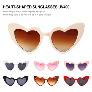 Yeni Kalp Şeklinde Güneş Gözlüğü UV400 Koruma Retro Moda Kadınlar Aşk Kalp güneş gözlüğü Şeffaf Lens Kadın Gözlük