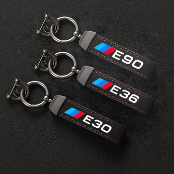 BMW için E30 E34 E36 E39 E46 E60 E61 E84 E87 E90 Kordon Tuşları Araba Aksesuarları Anahtarlık Anahtarlıklar Premium Deri Hediye