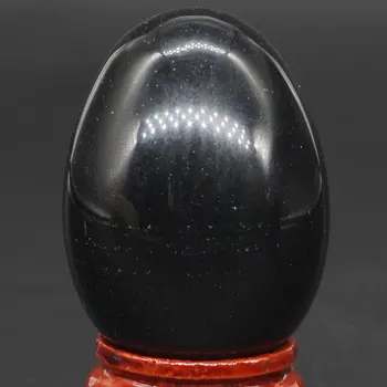 30x40MM Doğal Taş Siyah Obsidyen Küre Yumurta Şifa Reiki El Sanatları Taş Masajı Parmak Egzersiz