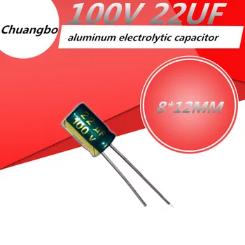 20 adet Yüksek kaliteli 100V22UF 100V 22UF 8*12MM düşük ESR / empedans yüksek frekanslı alüminyum elektrolitik kondansatör