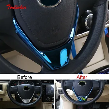 Tonlinker İç direksiyon kılıfı Çıkartmalar TOYOTA Corolla Altis 2014-18 İçin Araba Styling 1 ADET Paslanmaz çelik Çıkartmalar
