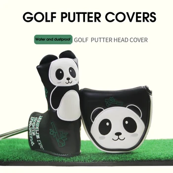 Iyi Şanslar Atıcı Sevimli Panda Golf Atıcı Kapak Çekiç Bıçak Kulübü Su Geçirmez PU Deri golf başlığı kılıfı Beyaz Siyah Koruyucu