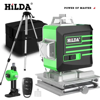 HILDA Lazer Seviyesi 12/16 Satır 3d / 4d Kendini tesviye 360 Yatay Ve Dikey Çapraz Süper Güçlü Taşınabilir Yeşil Lazer