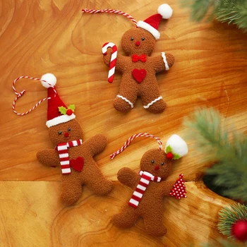 3 Adet Noel Ağacı Asılı Kolye Zencefilli Kurabiye Adam Bebek Noel Süs Ev asılı dekorlar Noel Süslemeleri Ev için Navidad