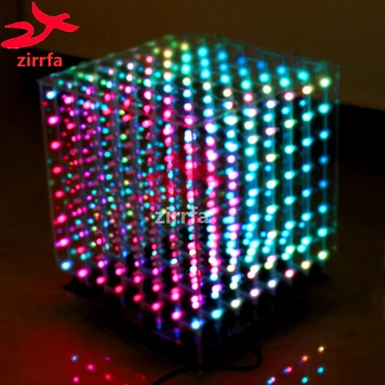 zirrfa 2018 YENİ 3D 8 8x8x8 RGB / Renkli cubeeds elektronik diy kiti, mükemmel animasyonlar LED Ekran noel hediyesi için SD kart