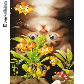 Evershine Yeni Varış Elmas Boyama Kedi Elmas Nakış Balık Hayvanlar Taklidi Kiti Çapraz Dikiş Karikatür çocuk Hediyeleri