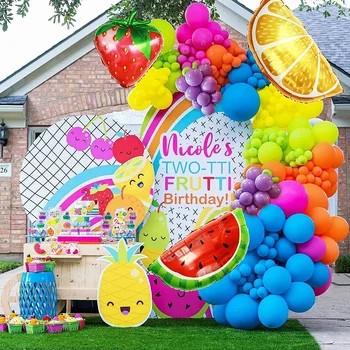 141 Adet Renkli Lateks Balonlar Yaz Karpuz Çilek Folyo Kızlar Meyve Temalı Doğum Günü Partisi Bebek Duş Süslemeleri