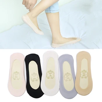 6 adet 3 çift Tekne Çorap Kadın Terlik Yaz Görünmez Çorap No Show Kaymaz Silikon Jel Ayakkabı Astarı Kadın Çorap Calcetines