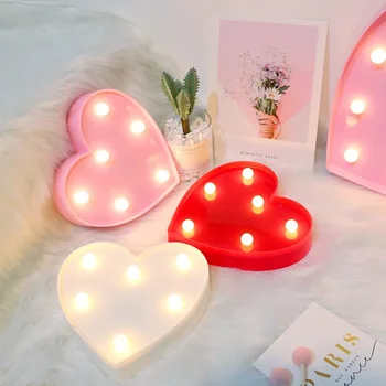 Romantik sevgililer teklif Mektubu Lambaları Kapalı Dekoratif Gece Lambaları LED Gece Lambası 3D Aşk Kalp Marquee Düğün DIY