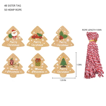 48 takım Merry Christmas hediye Etiketleri Noel Baba Kardan Adam Noel Ağacı Şekli DIY askılı etiketler Halat ile Yeni Yıl Partisi Hediye Ambalaj Etiketleri