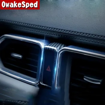 Mazda için CX - 5 CX5 2017-22 Dashboard uyarı ışığı Düğmesi Çift Flaş Anahtarı Çerçeve Sticker Karbon Desen Trim Araba Aksesuarları