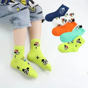 5 Çift / grup 1-15Y Mickey Mouse Bebek Çorap Kızlar Anime Ter Donald Pamuk Sevimli Erkek Çorap Yaz Sonbahar Bebek Giysileri Aksesuarları