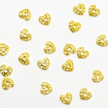 20 Adet Kalp 3D Nail Art Dekorasyon Alaşım Tırnak Takılar Altın Aşk Çivi Glitter Rhinestones Tırnak Malzemeleri Sevimli Manikür Tasarım