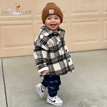 Yenidoğan Erkek Bebek Kız Pamuk Yastıklı Ekose Ceket Bebek Yürüyor Ceket Kış Bahar Sonbahar Sıcak Kalın Dış Giyim Bebek Giysileri 3 M-2 T