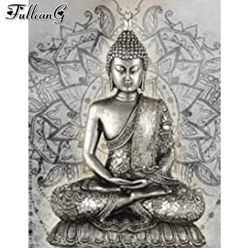 Dıy Tam Mozaik Nakış Vintage Mandala Buda Elmas Boyama Din Simge 5D Çapraz Dikiş Resimleri Duvar Dekor AA3193