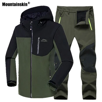 Mountainskin erkek Softshell Yürüyüş Polar Setleri Açık Spor Sıcak Ceket Seti Pantolon Takım Elbise Termal Ceket Trekking Erkek Pantolon VA709