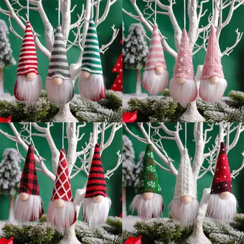 3 Adet Noel Mini Gnome Bebek Yılbaşı Ağacı Kolye Süsler Noel Dekorasyon Ev için Navidad 2022 Yeni Yıl Doğum Noel