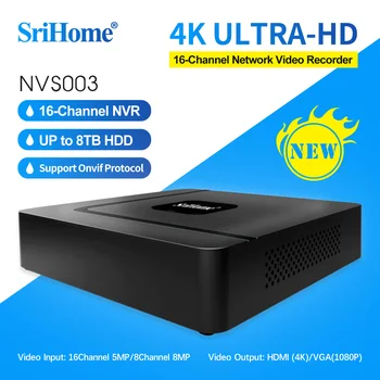 Srihome NVS003 16CH 4 K UHD Kablosuz POE NVR Mini H. 265 Ağ Video Kaydedici Güvenlik Gözetim CCTV Wifi IP Kamera Sistemi
