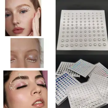 Yeni Tırnak Sanat Kadın Moda Vücut Kaş Gözler Sticker Mücevher Gözler Makyaj Yüz Çıkartması Geçici Dövmeler