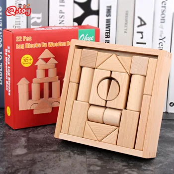 22 adet Yapı Taşları Kayın ahşap kütük İstifleme Blokları Kutusu Montessori Oyuncaklar Çocuklar için Öğrenme Eğitim bebek oyuncakları