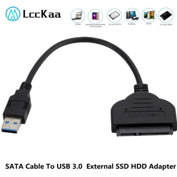LccKaa SATA USB 3.0 Adaptörü USB 3.0 SATA Kablosu 5Gbps Yüksek Hızlı Veri İletimi İçin 2.5 İnç HDD Sabit Disk SATA Adaptörü
