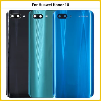Huawei Onur 10 için COL-L09 COL-L29 Pil arka kapak 3D Cam Panel Honor10 Arka Kapı Konut Case Kamera Lens Yapıştırıcı Yerine
