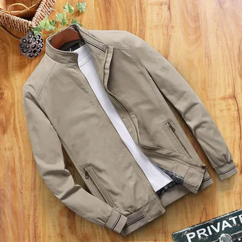 Ilkbahar ve Sonbahar erkek Bombacı Ceket Rahat erkek Giyim Rüzgarlık Standı Yaka Ceket erkek İş Giysisi Ceket L-6XL