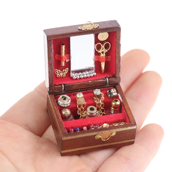 1 Takım Mini Mücevher Kutusu Modeli Dollhouse Minyatürleri Çocuk DIY Minyatürleri Bebek Dollhouse Dekorasyon