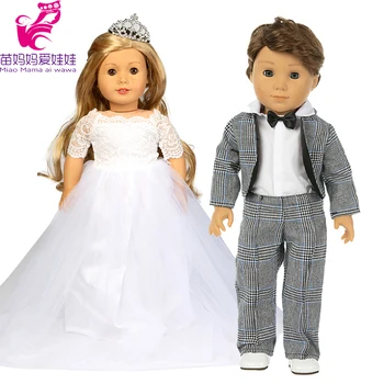 18 inç amerikan oyuncak bebek erkek kız düğün Takımları elbise 43cm yeni doğan Bebek bebek kış kürk ceket