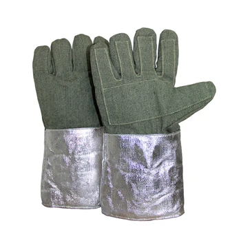 Isı yalıtımı 1000°C alüminyum folyo eldiven yüksek sıcaklık çalışma esnek Anti-haşlanma eldiven yangın koruma Anti-kesme