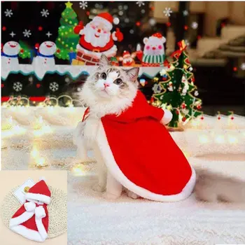 Sevimli Kış Pet Köpek Kedi Giysileri Sıcak Köpek Santa Kırmızı Eşarp Şapka Kafa Komik Noel Giysileri Pet Kostüm Köpek Kedi Pelerin Ev Dekor