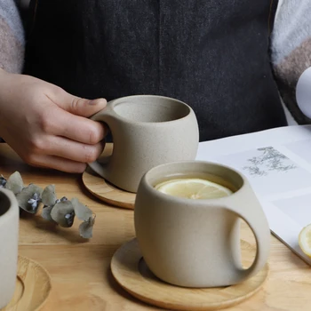 Retro Seramik Kupa Kumtaşın Kahve Fincanı süt kupası Ev Japon Yaratıcı Çay Fincanı Ofis Içme Kupa kahvaltı fincan