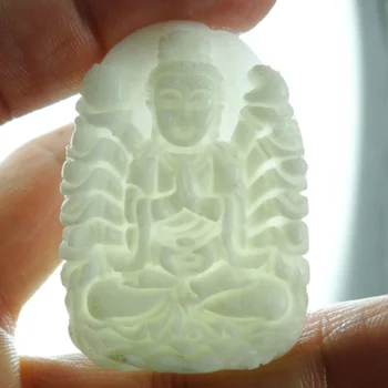 doğal taş Turquoises Kuvars kristal el oyması heykeli Avalokitesvara muska kolye dıy takı yapımı için kolye