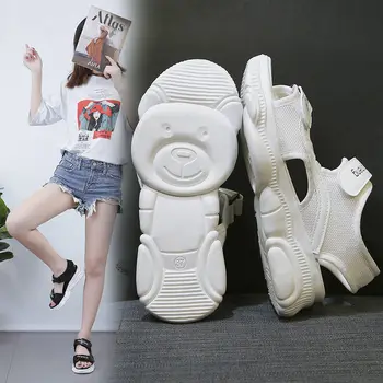 Kadın Yaz Yeni Rüzgar Joker Spor platform ayakkabılar Kore Versiyonu Düz dipli Rahat Hafif kadın Sandalet