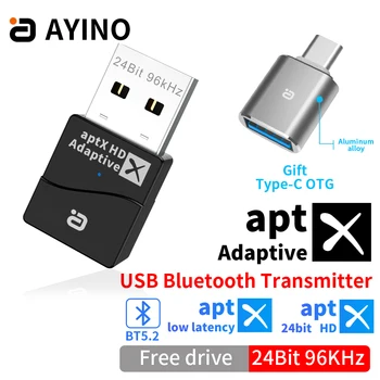 AYİNO USB Dongle Bluetooth 5.2 kablosuz av alıcısı-vericisi 24Bit 96 kHz Mic İle LL HD Adaptif Düşük Gecikme Kablosuz OTG Tipi-C Adaptörü