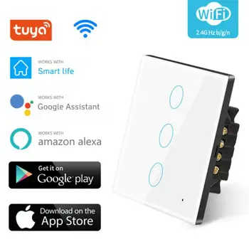 Tuya WiFi Akıllı İşık Dokunmatik Anahtarı AB Duvar Lambası Anahtarı Akıllı Yaşam / tuay APP Uzaktan Kumanda Alexa İle Çalışmak Google Ev