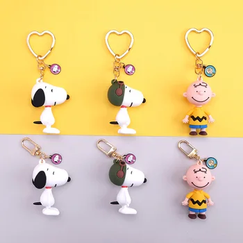 Kawaii Snoopy Charlie Kahverengi Peluş Karikatür Sevimli Bebek Aşk Anahtarlık Koruyucu Kılıf Kolye Anime peluş oyuncaklar Kız Hediye için