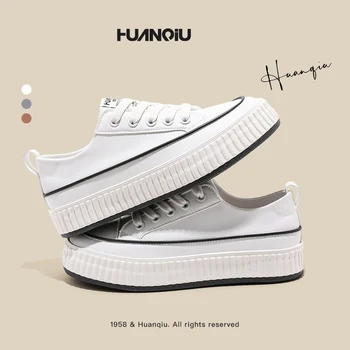 HUANQIU Sneakers 2022 Yeni Ins Moda Bisküvi Ayakkabı Küçük beyaz ayakkabı kadın Çok Yönlü Moda Rahat Paten yürüyüş ayakkabısı