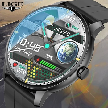 LIGE HD 360 * 360 Ekran İzle Hava Ekran akıllı saat Ekran Zaman Bluetooth Çağrı Yerel Müzik Smartwatch Mens Android