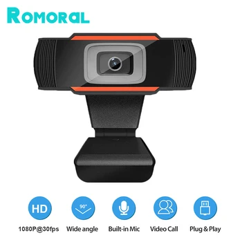 Romoral Bilgisayar Kamera Full HD Webcam 1080p Mikrofon ile USB Tak Ve Çalıştır Görüntülü Görüşme Otomatik Odaklama Web cam PC Gamer İçin Web Yayını