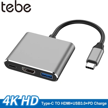 tebe Tip-c HUB USB C HDMI uyumlu Splitter USB - C 3 İN 1 4K HDMI USB 3.0 PD Hızlı Şarj Akıllı macbook adaptörü Dell