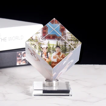 Kişiselleştirilmiş Özelleştirme Kristal Küp Şekli Fotoğraf Albümü Cam Figürler Mezuniyet Düğün Hatıra Ev Dekor Yılbaşı Hediyeleri