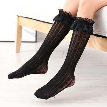 Çocuk Çorap Beyaz Kız Lolita Dantel diz üstü çorap Çocuk Çiçek Sox Japon Tarzı Kadın Oymak Fırfır Ucuz şeyler