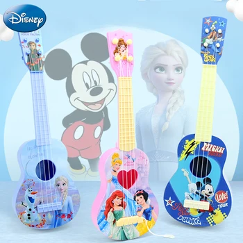 Disney Mickey Mouse Dondurulmuş 2 Şekil Gitar Ukulele Karikatür Elsa Prenses Mickey Müzikal Oyuncaklar Çocuklar için doğum günü hediyesi