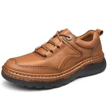 Hakiki Deri İş Resmi Ayakkabı İnek Deri erkek ayakkabısı Erkekler rahat ayakkabılar İngiliz tarzı deri ayakkabı 2023 Yeni