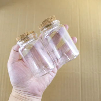 6 Adet 47 * 70mm 80ml Mantar Cam şişe tıpası Baharatlı Depolama Kavanoz Şişe Kapları Cam Baharat saklama kavanozları Şişeler DIY Zanaat