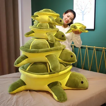 Sevimli 35-80cm Kaplumbağa peluş oyuncak Kawaii Hayvan Bebek Dolması Yumuşak Hayvan Deniz Kaplumbağası Peluş Yastık Doğum Günü Hediyeleri Çocuklar için Kız