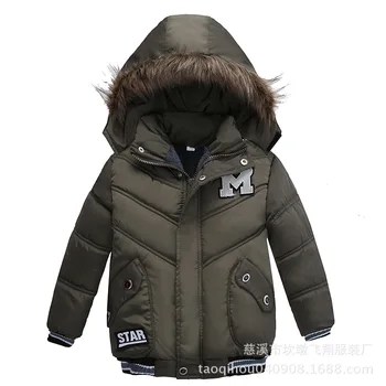 2021 Yeni Kış Sıcak Tutmak Erkek Ceket Kalın Kürk yaka Mektup Kapşonlu Rüzgarlık Giyim Çocuklar Çocuklar İçin Ağır Mont