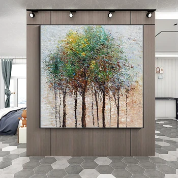 Soyut Renkli Ağaçlar Boyama Tuval Üzerine Bitki Duvar sanat resmi Baskılar Ve Posterler Oturma Odası Ev Dekorasyon İçin